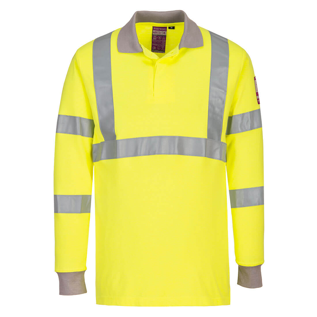 FR77YER Modaflame Hi-Vis Μπλούζα Πόλο Αντιστατική FR Μακρύ μανίκι - Image 1