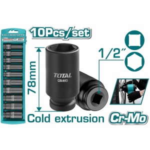 TOTAL ΣΕΤ ΚΑΡΥΔΑΚΙΑ ΑΕΡΟΣ ΕΞΑΓΩΝΑ ΜΑΥΡΑ ΜΑΚΡΙΑ 1/2" 10ΤΕΜ (THKISD12102L)