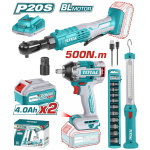 TOTAL ΕΠΑΓΓ. ΣΕΤ ΜΠΟΥΛΟΝΟΚΛΕΙΔΟ + ΚΑΣΤΑΝΙΑ + ΛΑΜΠΑ ΣΥΝΕΡΓ. ΜΠΑΤ. Li-ion 20V / 4Ah / 2 ΜΠΑΤ (TOSLI240461E)