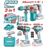 TOTAL ΕΠΑΓΓ. ΣΕΤ ΔΡΑΠ/ΒΙΔΟ ΚΡΟΥΣΤ.+ΠΝΕΥΜΑΤΙΚΟ ΠΙΣΤ.+ ΜΠΟΥΛΟΝΟΚΛΕΙΔΟ ΜΠΑΤ. Li-ion 20V (TCKLI20638E)