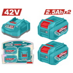 TOTAL ΕΠΑΓΓ. ΣΕΤ 2τεμ ΜΠΑΤ. TFBLI42251E Li-ion 42V/2.5Ah + 1τεμ ΦΟΡΤΙΣΤΗΣ TFCLI42021E (TFBCPM25221E)