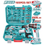 TOTAL ΕΠΑΓΓ. ΣΕΤ ΔΡΑΠ/ΒΙΔΟ ΚΡΟΥΣΤΙΚΟ ΜΠΑΤ. Li-ion 20V/2Ah/66Nm/1 ΜΠΑΤ BL Motor 165ΤΕΜ (THKTHP11652E)