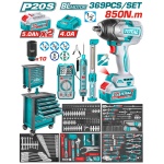 TOTAL ΕΠΑΓΓ. ΕΡΓΑΛΕΙΟΦΟΡΟΣ ΜΕ ΜΠΟΥΛΟΝΟΚΛΕΙΔΟ 850Nm & 369ΤΕΜ ΕΡΓΑΛΕΙΑ (THPTCS83692)