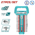 TOTAL ΕΠΑΓΓ. ΣΕΤ ΚΑΣΤΑΝΙΑ 1/4" ΜΕ ΚΑΡΥΔΑΚΙΑ 27 ΤΕΜ (THT141271)