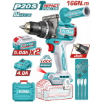 TOTAL ΕΠΑΓΓ. ΔΡΑΠ/ΒΙΔΟ ΚΡΟΥΣΤΙΚΟ ΜΠΑΤ. Li-ion 20V / 5Ah / 166Nm / 2 ΜΠΑΤ BL Motor (TIDLI201668E)