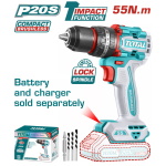 TOTAL ΕΠΑΓΓ. ΔΡΑΠΑΝΟΚΑΤΣΑΒΙΔΟ ΚΡΟΥΣΤΙΚΟ ΜΠΑΤ. Li-ion 20V / 55Nm BL Motor ΧΩΡΙΣ ΜΠΑΤ & ΦΟΡΤΙΣΤΗ (TIDLI205581)