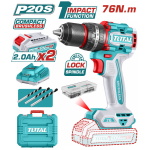 TOTAL ΕΠΑΓΓ. ΔΡΑΠ/ΒΙΔΟ ΚΡΟΥΣΤΙΚΟ ΜΠΑΤ. Li-ion 20V / 2Ah / 76Nm / 2 ΜΠΑΤ BL Motor (TIDLI20768E)