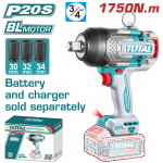 TOTAL ΕΠΑΓΓ. ΜΠΟΥΛΟΝΟΚΛΕΙΔΟ ΜΠΑΤ. Li-ion 20V / 1750Nm ΧΩΡΙΣ ΜΠΑΤ & ΦΟΡΤΙΣΤΗ BL Motor (TIWLI201751)