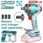 TOTAL ΕΠΑΓΓ. ΜΠΟΥΛΟΝΟΚΛΕΙΔΟ ΜΠΑΤ. Li-ion 20V / 400Nm ΧΩΡΙΣ ΜΠΑΤΑΡΙΑ & ΦΟΡΤΙΣΤΗ (TIWLI20401)