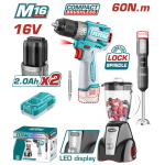 TOTAL ΣΕΤ ΔΡΑΠΑΝΟΚΑΤΣΑΒΙΔΟ 60Nm + BLENDER ΧΕΙΡΟΣ + BLENDER ΒΑΣΗΣ ΜΠΑΤ. Li-ion 16V / 2Ah / 2 ΜΠΑΤ (TOSLI240868E)