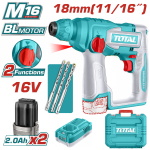 TOTAL ΕΠΑΓΓ. ΠΝΕΥΜΑΤΙΚΟ ΠΙΣΤΟΛΕΤΟ SDS-PLUS ΜΠΑΤ. Li-ion 16V / 2Ah / 2 ΜΠΑΤ (TRHLI16168)