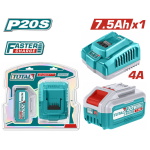 TOTAL ΕΠΑΓΓ. ΣΕΤ 1τεμ ΜΠΑΤ TFBLI2075 Li-ion 20V/7.5Ah + 1τεμ ΤΑΧΥΦΟΡΤΙΣΤΗΣ TFCLI20411E (TFBCPK1417E)
