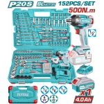 TOTAL ΕΠΑΓΓ. ΣΕΤ ΜΠΟΥΛΟΝΟΚΛΕΙΔΟ ΜΠΑΤ. Li-ion 20V / 500Nm / 4Ah / 1 ΜΠΑΤ 152ΤΕΜ BL Motor (THKTHP31522)