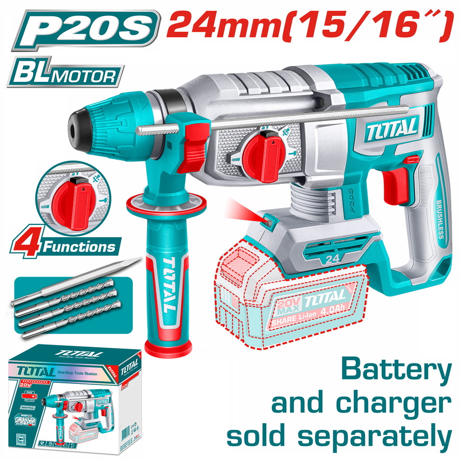 TRHLI20248 TOTAL ΕΠΑΓΓ. ΠΝΕΥΜΑΤΙΚΟ ΠΙΣΤΟΛΕΤΟ ΜΠΑΤ. Li-ion 20V / 24mm ΧΩΡΙΣ ΜΠΑΤΑΡΙΑ & ΦΟΡΤΙΣΤΗ BL Motor (TRHLI20248) - Image 1