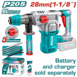 TOTAL ΕΠΑΓΓ. ΠΝΕΥΜΑΤΙΚΟ ΠΙΣΤΟΛΕΤΟ ΜΠΑΤ. Li-ion 20V / 28mm ΧΩΡΙΣ ΜΠΑΤΑΡΙΑ & ΦΟΡΤΙΣΤΗ BL Motor (TRHLI20286)